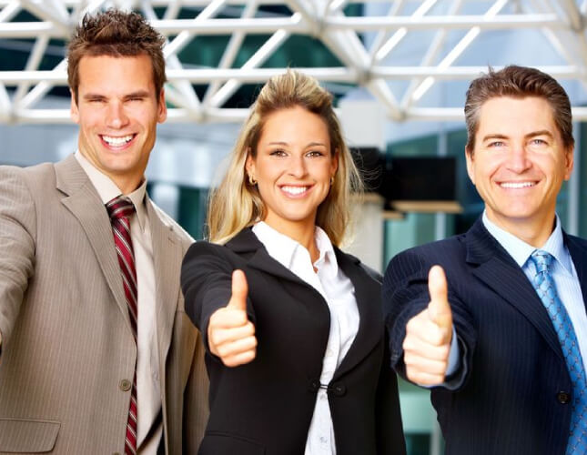 Team talking with a customer